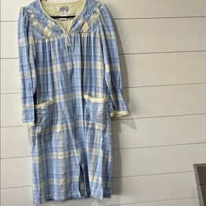 Komar Kids Light Blue and Pale Yellow Plaid Nightgown
